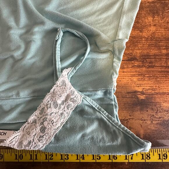 Slip Dress Chemise Sz Large Teal Blue Green Lace Trim Babydoll Coquette Siren - Picture 3 of 6